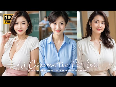 【AI縦動画】総勢17名◎娘の担任教師が美人すぎたのでポートレートしてみた📷 ｜ Ai Cinematic Portrait #熟女 #美熟女 #美女  #ailookbook #aiart サムネイル