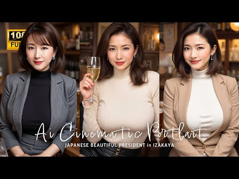 【AI縦動画】総勢22名◎社長と二人だけの忘年会が楽しすぎたのでポートレートしてみた📷 ｜ Ai Cinematic Portrait #熟女 #美熟女 #美女  #ailookbook サムネイル