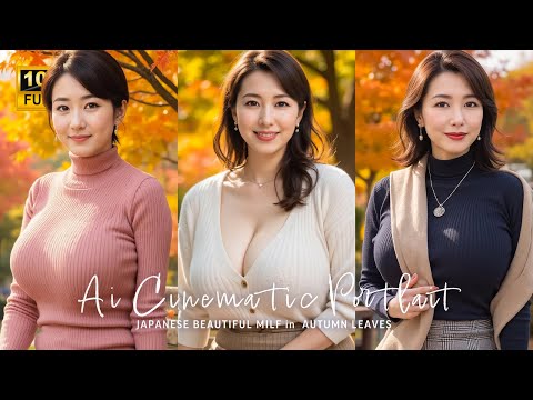 【AI縦動画】総勢21名◎美しい紅葉とニット美女をポートレートしてみた📷 ｜ Ai Cinematic Portrait #熟女 #美熟女 #美女  #ailookbook #aiart サムネイル