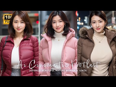 【AI縦動画】総勢20名◎ダウンジャケット＆ニットが似合う美熟女をポートレートしてみた📷 ｜ Ai Cinematic Portrait #熟女 #美熟女 #美女  #ailookbook サムネイル